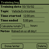 Firefighters call/training log downloadable Software
