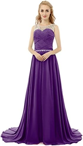 Dressy New Star Beaded Straps Bridesmaid Prom Dresses Formal Long Evening Dress Purple US22W