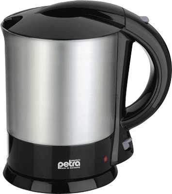 Petra WK 185.07 Cordless WasserKocher 1 l, 1800 W Edelstahl gebürstet/ Schwarz