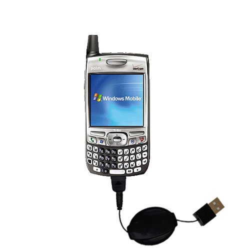 Retractable USB Cable for the Palm Treo 700w with Power Hot Sync and Charge capabilities - uses Gomadic TipExchange Technology