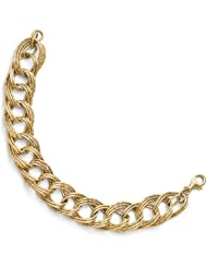 14k Yellow gold Leslies Polished & Textured Fancy Link Bracelet