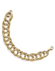 Leslies 14k Polished & Textured Fancy Link Bracelet Length 7.5"