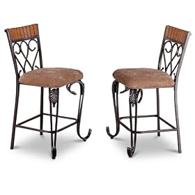 Click here to buy 24 Counter Height Bar Stools Set of 2 Oak and Black Metal with Cushion Seat .