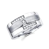 14K White Gold Round Diamond Men's Couple Wedding Ring Band (1/3 ctw., GH Color, SI Clarity)