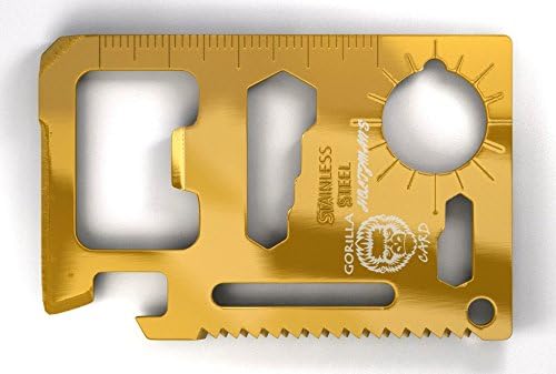 Multipurpose Credit Card Sized Survival Multitool: This Multi-Use Tool is Sized to Fit in a Wallet or Pocket, and is a Multifunction Emergency tool with 11 different functions lifetime guarantee! Gold