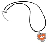 NFL Denver Broncos Reversible Crystal Heart Pendant with Silk Cord