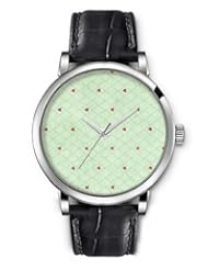 SPRAWL Aanalog Fashion Series Silver Ladies Watches of Genuine Black Leather Strap,Unique Wrist Watch for Women Girls Designed with Hearts in the grid