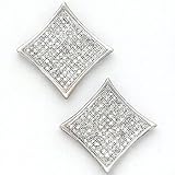 Solid 14K White Gold .50 Carat Micro Pav� Genuine Diamond Earrings