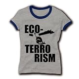 <strong>環境</strong>テロリスト　クジラ リブリンガーTシャツ(グレー×ネイビー) M