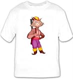 T-shirt with robin, cartoons, cat, animal, hood, cartoon, hunter