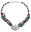 Girls Necklace Amulet Multi Gemstone Jewelry 18.5 inches (gnklc225)