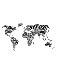 Single Detail Page Misc: World Word Map - Typographic Map of the World - Black and White - 8x10 - Ink of Me Graphics
