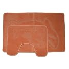 Dolphin Design 2 Piece Bath Mat & Pedestal Set (16 Colours) (See Description) (Terracotta)