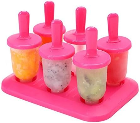 Gabkey Reusable Molds Ice Pop Molds Maker, Set of 6,Hot Pink