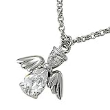 Sterling Silver 5/8" Crystal April Birthstone Angel Wing Bracelet on 7 1/2' Chain