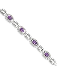 Sterling Silver Diamond & Amethyst Bracelet, Best Quality Free Gift Box Satisfaction Guaranteed