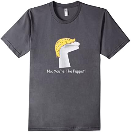 Men's Trump Sock Puppet T-shirt - "No, You're The Puppet" Large Asphalt