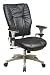 Black Leather Managers Chair with Platinum Finish Base and Adjustable Arms By Office Star