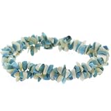 Genuine Mother of Pearl and Blue Turquoise Stone Chip Stretch Bracelet