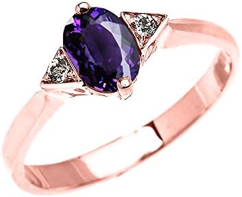 10k Yellow Gold Solitaire Amethyst and White Topaz Proposal/Engagement Ring(Size 12)