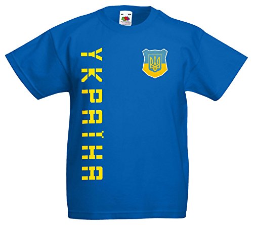 Ukraine EM 2016 Kinder T-Shirt Trikot Name Nummer (Royalblau, 152)