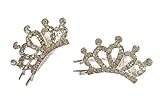 PET SHOW Crown Rhinestone Girls Pet Cat Dog Hair Clips Grooming Accessories Color Clear+Silver Pack of 2