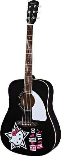 Squier Hello Kitty Dreadnought Acoustic Guitar - Black