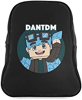 LJSWG Classic TheDiamondMinecart Dan TDM Logo Children School High-grade PU Leather Backpack Bag Shoulder Bag