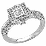 14K White Gold Bridal Retro-Style Engagement Ring