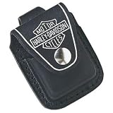 Harley Davidson Motorcycle HD Black Leather Zippo Lighter Pouch