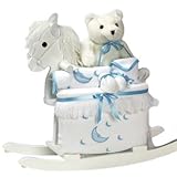 White Wooden Rocking Horse Gift Set for New Baby Boys - Great Shower Gift Idea for Newborns White Wooden Rocking Horse Gift Set for New Baby Boys - Great Shower Gift Idea for Newborns