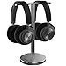 Double Headphones Stand, Jokitech Aluminum Alloy Desk 3 Headset Holder Supporting Desktop Earphone Hanger Mount Storage Rack with Heavy Base for Home and Office Display Spacegrey