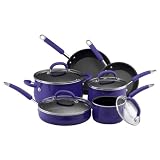 Rachael Ray 10-Piece Porcelain Enamel Cookware Set, Blue