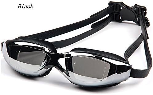 Valonee Adult Mirrored Swim Goggles-U.V. Protection, Anti-fog, Anti-Shatter-Easily Adjustable, Environment Friendly Strap with Plastic Buckle for Easy Removal for Women and Men, Black