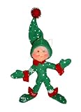 Annalee 4-Inch Green Snowflake Elf Ornament