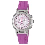 Tissot Women's T0482171701701 T-Race White Dial Pink Silicone Strap Watch