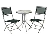 Siena Garden Set Palma,2 Klappst&uuml;hle + 1 Tisch 60 cm silber/schwarz