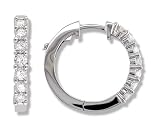 1 Carat Prong Set Diamond Hoop Earrings in 14k White Gold (with Safety Lock)