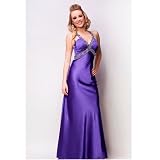 Nina Canacci Juniors Purple Hand Beaded Low Back Formal Gown Size 0-14