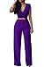 Pink Queen Women's Purple Deep v Neck Loose Long Jumpsuits Rompers with Belt XL