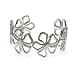 Eve's Addiction Sterling Silver Flower Cuff Bracelet