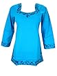 Indian Cotton Top Blue Embroidered Kurta Boho Blouse Short Kurta S