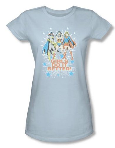  Wonder Woman Batgirl Supergirl Girls Do It Better Junior Womens T-Shirt
