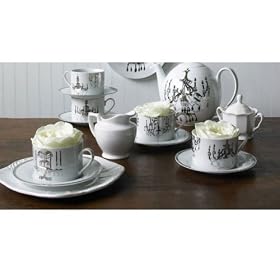 Platinum Chandeliers Silver Teacup and Saucer (set of 4) by