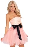Strapless Straight Neck Empire Bow Waistline Multi Layer Mesh Tutu Skirt Mini Dress