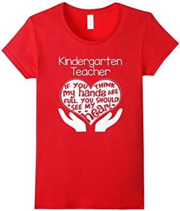 Women's Kindergarten Teacher T-shirt Full Heart Large Red