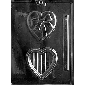 HEART POUR BOX WITH BOW Valentine Candy Mold chocolate