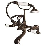 American Bath Factory F1-1112-OB-F9-9200-PL-OB F1-1112 Deck Mount Bathtub Faucet, Porcelain Lever Ha