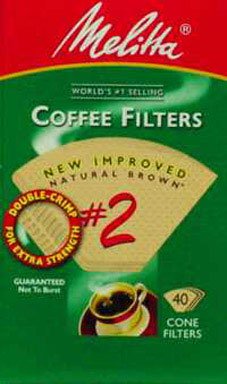 Melitta 612412 40 Count #2 Natural Brown Cone Coffee Filters Melitta 612412 40 Count #2 Natural Brown Cone Coffee Filters