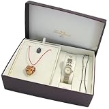 Lucien Piccard Women's Paris Diamond Watch and Murano Glass Heart Pendant Set #26023DMP002A5